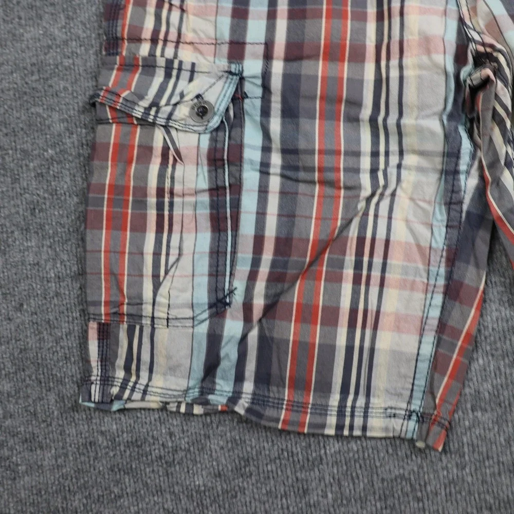 PD&C Shorts Mens 33 Multicolor Plaid Cargo Regular Fit 100% Cotton